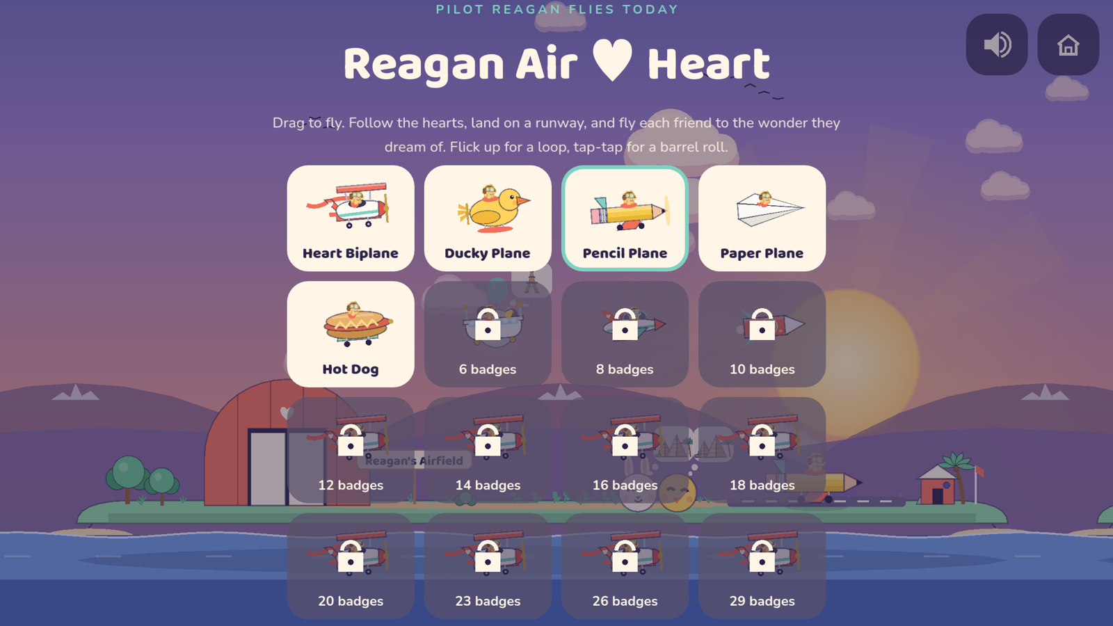 The hangar: silly planes unlocked by badges